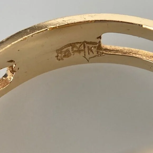 Vintage 14k Solid Yellow Gold Diamond Golfer Band Ring Size 6 - Picture 6 of 10